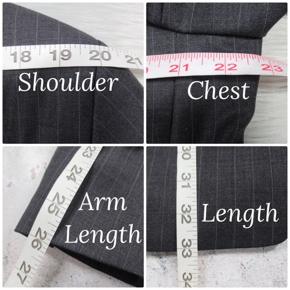 LAUREN RALPH LAUREN Gray Pinstripe Wool Blazer Suit Jacket Mens Size 42L - Picture 10 of 12